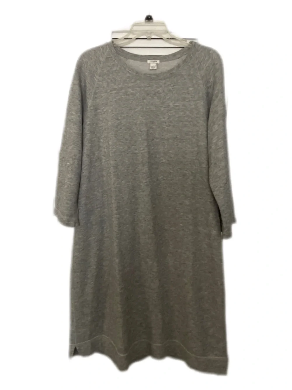 J. Crew Heather Gray 3/4 Sleeve Cotton Blend French Terry Shift Dress Size Large